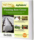Agfabric Plant Covers Freeze Protection 5'x50' 0.55oz Frost Blankets for Plants Drawstring Bags Shrub Blanket,White