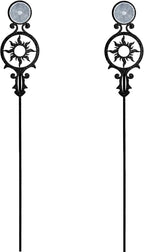 Touch of Class Pathways Reflective Driveway Marker Stake Set of Two for Outdoor Use | Radiating Sun Design | Personalized Tall Reflector Set of 2 | Black Durable Finish