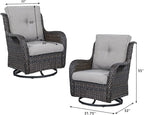 HUMMUH Patio Furniture with Fire Pit 4-Piece Wicker Outdoor Sectional Couch and Swivel Rocking Chairs, Propane Fire Pit Conversation Set for Garden, Backyard, Deck