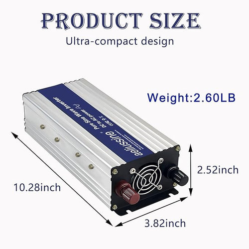 1000W Pure Sine Wave Inverter-12V DC to 110V 120V AC Power Converter with 2 AC Outlets, 12 Volt Power Inverter for Home, Emergency Power