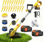 Weed Wacker Cordless,21V Electric Weed Cordless Eater Battery Powered with 2 x 4.0Ah Batteries, Edgers for landscaping/Electric Grass Trimmer/Garden Tools, Adjustable Control Lever