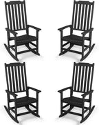 Outdoor Rocking Chairs Set of 4, Oversized All Weather High Back Porch Rocker, Patio Rockers for Outside