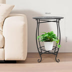 Metal Side Table, 18inch Round Side End Table, Outdoor Side Table Patio Bistro Table, Weather Resistant Portable Outdoor and Indoor End Table Drink Table for Garden Balcony Yard, 25" Height