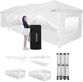 OASISHOME 10'x30' One Push Setup Pop-Up Canopy Tent with 8 Removable Sidewalls,Carry Bag,Waterproof Commercial Gazebo for Weddings/Outdoor Events, Heavy-Duty Frame(White, 10x30(One Push Setup))