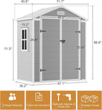 Resin Outdoor Storage Shed with Floor 6x3 FT Waterproof Plastic Sheds Kit Window Lockable Door Included, Outside Garden Tools Sheds for Backyard Patio