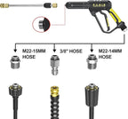 POHIR Pressure Washer Gun and Hose 3600 PSI, Pressure Washer Hose 50ft and Gun, 3/8" Quick Connect Swivel, M22 15mm/14mm Fittings, 30" Extension Wand & 7 Nozzle Tips - for Home & Outdoor Cleaning