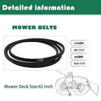 144959 1/2" x 95"Deck Belt 42 Inch fit for Craftsman AYP Husqvarna 144959 532144959, 144959D, 24690, 531300766, 21547027, 21547082, 21547188 DYT4000 LT3000, DLT3000 T2000 YTH180