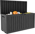 80GAL PLUS Rolling Black Outdoor Deck Box with Lock Hole - Waterproof, SGS - Certified UV Protection, All - Weather Resin, Easy to Move for Poolside or Patio Storage, Effortless Setup
