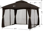 MASTERCANOPY Outdoor Patio Gazebo for Garden with Upgrade Steel Frame and Netting Walls (8x8,Brown)