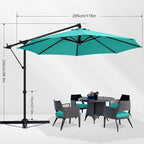 ABCCANOPY 10FT Cantilever Umbrella Offset Hanging Patio Umbrella with Base Stand Rotate and Tilt(Turquoise)