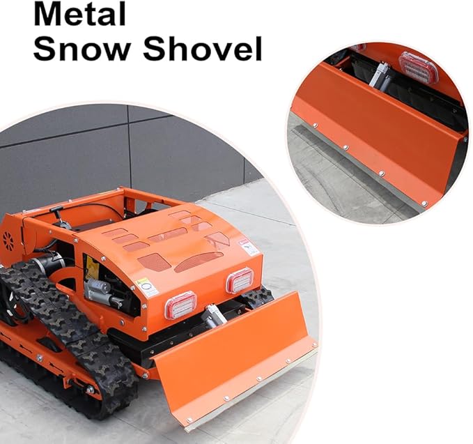 DIGMIGHT9 HP Gas RC Robotic Lawn Mower with Snow Plow - Remote Control Lawn Mower Robot, 600m Range, 21.6" Cutting Width for Slopes, Orchards & Commercial Use (Orange+Snow Shovel)