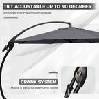 Grand patio 12 FT Patio Cantilever Umbrella Outdoor Large Round Aluminum Offset Umbrella Base Included for Deck Yard (Gray, 12 FT)
