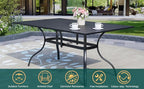 7-Piece Outdoor Dining Set, 6 Stackable Chairs with Cushions ＆ 63'' Rectangular Outdoor Table, Wicker Rattan Design, All Weather Frame Furniture Set
