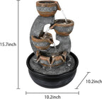 15.7''H Tabletop Water Fountain with LED Lights - Peaceful and Relaxing Water Sound - Small Desktop Waterfall Fountain for Home and Office Decoration