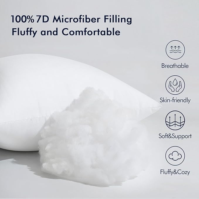 MIULEE Pack of 4 12x20 Inch Outdoor Pillow Inserts Waterproof Decorative Throw Pillow Insert, Rectangle Lumbar Garden Pillow Form for Patio Sofa Couch
