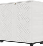 HOMSPARK Indoor/Outdoor Storage Cabinet with Doors, 34”x15”x34” HDPE Plastic Storage Box for Bedroom, Bathroom, Living Room, Balcony, Multi-Purpose for Daily Tools, White