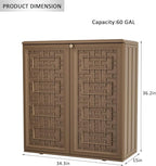 KINYING Outdoor Storage Cabinet Waterproof, Resin 60 Gallon Storage Box for Patio Furniture Cushions, Garden Tools, Pool Accessories (Dark Brown with 1 Shelving)