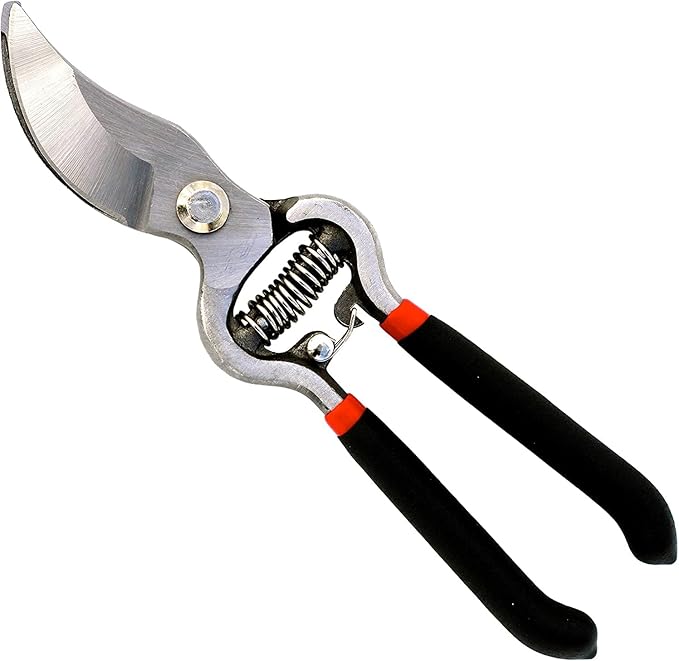 GARDEN GURU Classic Bypass Pruning Shears Clippers – Heavy Duty Forged Steel Garden Pruners – Safety Lock – Non Slip Comfort Grips – Cuts up to 1” Diameter – Professional Bypass Pruners for Gardening