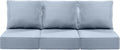Luxury 24x24x6 Inch Patio Chair Cushions Set of 3 - Memory Foam Deep Seat Water-Resistant Patio Cushion for Lawn Dining Rocking Swivel Chairs Loveseat 3-Seater Sectional Sofa - Baby Blue