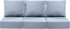 Luxury 24x24x6 Inch Patio Chair Cushions Set of 3 - Memory Foam Deep Seat Water-Resistant Patio Cushion for Lawn Dining Rocking Swivel Chairs Loveseat 3-Seater Sectional Sofa - Baby Blue