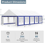 GREEN PARTY 16x32FT Party Tent Heavy Duty, Large Wedding Event Shelters with 4 Carry Bags & Removable Sidewalls, Outdoor Canopy Gazebo Commercial Tents for Parties Carport Garden Patio