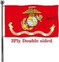 Jayus Double Sided US Marine Corps Military Flags 3x5 FT Outdoor - Vivid Colors 220D USMC Flag Banner with 2 Grommets