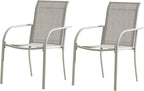 Patio Chairs Set of 2, Outdoor Dining Chairs with Breathable Textilene Fabric, Stackable Patio Chairs for Lawn, Garden, Backyard, Poolside, Grey