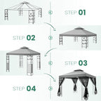 COBIZI Gazebo 10x13 Heavy Duty Gazebos with Improved Nettings Outdoor Gazebo Double Roof Patio Gazebos with Metal Steel Frame Outdoor Canopy for Patio,Garden, Backyard (Gray)