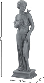 Outdoor Garden 32‘’ High Statue Nymph Sculpture Goddess of Greek Mythology Roman Style Patio Lawn Porch Decor Gray