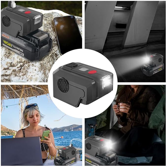 Power Inverter for Ryobi 40V Battery,200W Power Supply Inverter DC 18V to AC 110V, with USB Port & Type C PD3.0 Output Port & LED Lighting