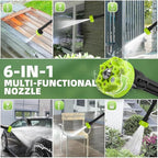 1200PSI Cordless Electric Pressure Washer Pro (21V 2000mAh 2 Batteries), 16.4FT Drain Hose, 6-in-1 Nozzle, Pressure Washer Gun for Cars Fences Driveways Patios Home Cleaning