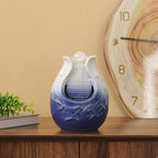 Fountain Tabletop Indoor and Outdoor Home and Garden Decoration Waterfall Water Feature Ceramic mini Fountain (Blue S085)