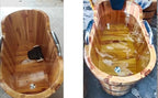 Wooden Hot Tub Bathroom Freestanding Soaking Non-Slip Bathtub Thickened Handrail Style Healthy Medicinal Bathtub For Both Adult And Child Family Members (Armrest with Cover Premium Configuration)