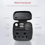 BESTEK 200W Car Power Inverter, Car Plug Adapter Outlet Converter with 2 AC Outlets, Dual 4.5A USB Charging Ports, Cup Holder Car Inverter with Cigarette Lighter Socket for Laptop, Computer