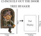 Gnome Statue Tree Face Outside Yard Art Outdoor Statue, 12 Inch Elf Out of The Window Tree Decor and Yard Decorations, Whimsical Gnomes Garden Sculptures & Statues, Fairy Tree Peeker Ornaments