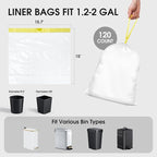 CEROELDA 1.6 Gallon Small Trash Bags, 120 Count Mini Drawstring Garbage Bags Unscented fit 4.5-8 Liter, 1.2-2 Gallon Thick Plastic Wastebasket Liners for Bathroom Bedroom Office Toilet