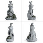 Large Garden Statue Yoga Frog Sustainable Eco-Friendly Solar Lights with LED Sustainability Sculpture Courtyard Balcony Home Decoration（20" Tall