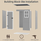 Gizoon 5x3 FT Resin Outdoor Storage Shed, Weather-Resistant Plastic Garden Tool Shed with Floor and Lockable Door for Backyard, Patio, Lawn, Grey