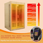 2 Person Infrared Sauna, Far Infrared Saunas for Home, Hemlock Wood Sauna Room, Low EMF Indoor Home Sauna Spa, 1500Watt, Bluetooth Speakers, Reading Lamps