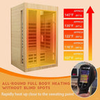Infrared Sauna 2 Person, Low EMF Infrared Saunas for Home, Indoor Home Sauna Spa, Hemlock Wooden Sauna Room, 1500Watt, Bluetooth Speakers, Reading Lamps