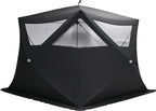 Albott Outdoor Sauna Tent, Portable Wood Burning with Stove, 4-6 Person Steam for Dry Sauna, Oxford Cloth & Carbon Steel Stove with Stone, 8.2’ x 8.2’ x 6.7’, Grey
