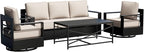Outdoor Patio Furniture Set, 4-Piece Aluminum Patio Conversation Set All-Weather Metal Outdoor Sectional with 6 Inch Thick Cushions, Deep Setting for Garden, Outside and Porch