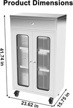 ZZV Stainless Steel Storage Cabinet with 1 Drawer, Rolling Kitchen Cabinet with Wheels, Heavy Duty Floor Cabinet for Kitchen, Garage, Restaurant, Outdoor, No Assembly Needed, D15.75 x W23.62 x H41.74