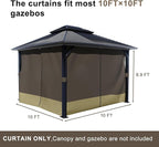 BPS 10' x 10' Gazebo Curtain Privacy 4-Panel Sidewall Outdoor Replacement Shade (Only Curtain)