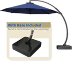7-Piece Patio Dining Set with 11 FT Curvy Cantilever Umbrella, HDPE Tabletop & Aluminum Frame All-Weather Outdoor Furniture for Garden, Backyard, Poolside, Navy