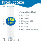 Savener® C-8316 Pool Filter Cartridge, Replaces Hayward CCX1500RE, X-Stream 150, CCX1500-RE, X-Stream CC1500, PLFPXST150, PXST150, FC-1286, HF8316-01, 817-0150n, 817-0150P, 150 Sq. Ft, 1 Pack