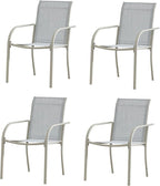 Patio Chairs Set of 4, Outdoor Dining Chairs with Breathable Textilene Fabric, Stackable Patio Chairs for Lawn, Garden, Backyard, Poolside, Beige