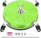 15“ Pressure Washer Surface Cleaner with 4 Wheels - Coated Green Stainless Steel Surface Cleaner for Pressure Washer Attachment for Concrete, Driveway, Patio, Sidewalk, Deck and Driveways - PWS15G