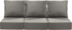 Luxury 24x24x6 Inch Patio Chair Cushions Set of 3 - Memory Foam Deep Seat Water-Resistant Patio Cushion for Lawn Dining Rocking Swivel Chairs Loveseat 3-Seater Sectional Sofa - Grey