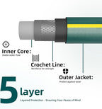 Solution4Patio Long Green Garden Hose 3/4 in. x 50 ft. -Kink Free, No Leaking, Male/Female Fittings -Heavy Duty Durable Flexible Lightweight Water Pipe -Brass Aluminum Ends for Household & Commercial